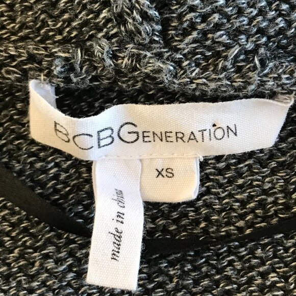 BCBG Cardigan hood women XS black/grey cotton chains pockets buttons Edgy Punk - Picture 8 of 11